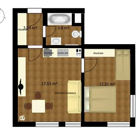 Apartman 2kk S Vyhledem Do Prirody, S Oddelenou Loznici Pro 3, Obyvaci Pokoj S Kuchynskym Koutem, Parkovaci Stani Primo Pod Oknem, Vetsi Sklepni Koje Na Lyze A Kola